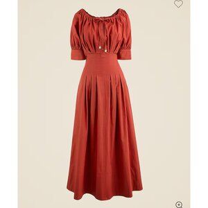 J.Crew Cinched-waist shirtdress red milk‎ maid preppy sz 6